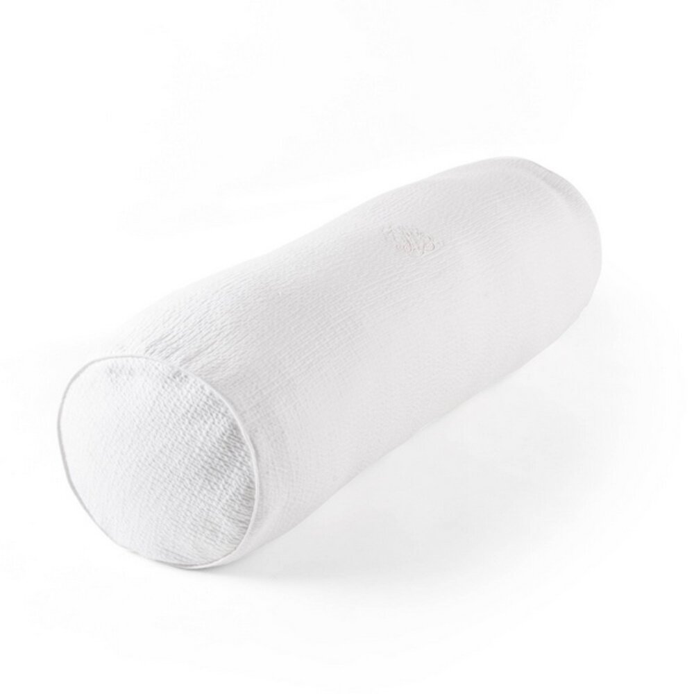 Rolkussen geborduurd - Gewafeld Cotton white