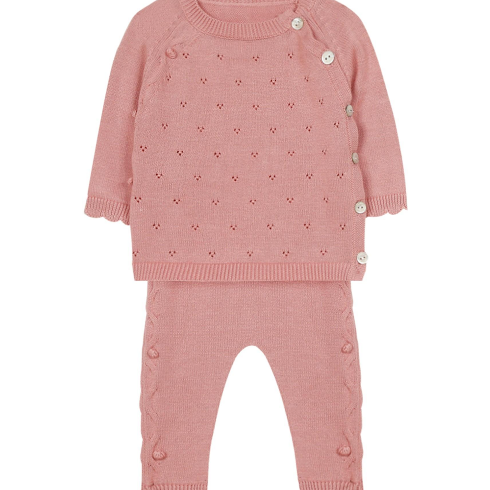 Babypakje in roze tricot Roze