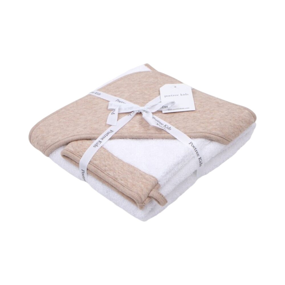 Chevron badcape & washandje Light Camel