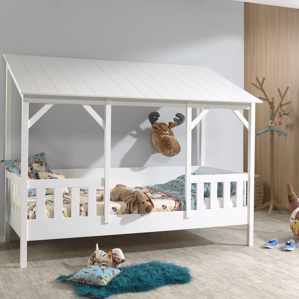 Huisbed schuin dak 90x200cm Wit