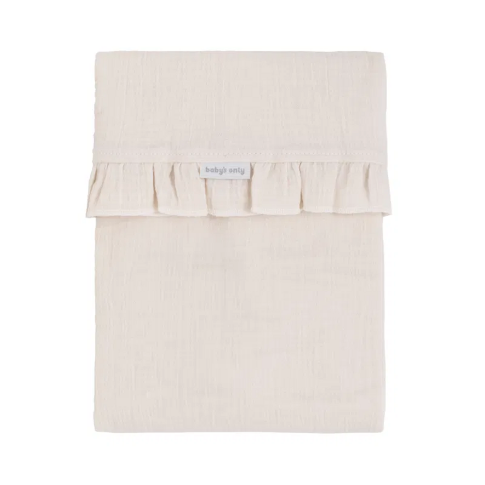Wieglaken Calm met ruffle Warm linen