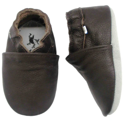 Babysoft slofjes leder Brown