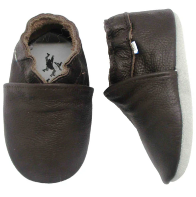 Babysoft slofjes leder Brown