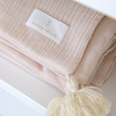 Deken Doris tetra/interlock rose 65x95 cm + flosh Roze