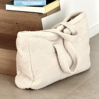 Living Nature weekendtas in teddy beige 53 x 40 x  12 cm (zonder borduur) Beige
