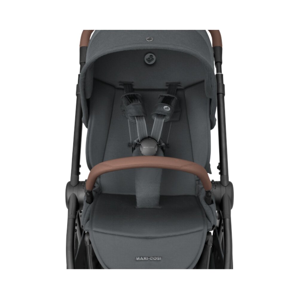 Kinderwagen Oxford+ Twillic Graphite (dark frame + brown leather)