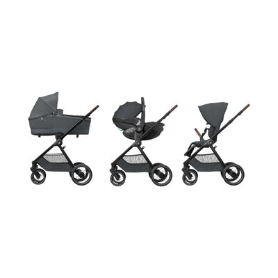Kinderwagen Oxford Twillic Graphite (dark frame + brown leather)