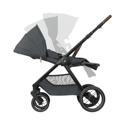 Kinderwagen Oxford+ Twillic Graphite (dark frame + brown leather)