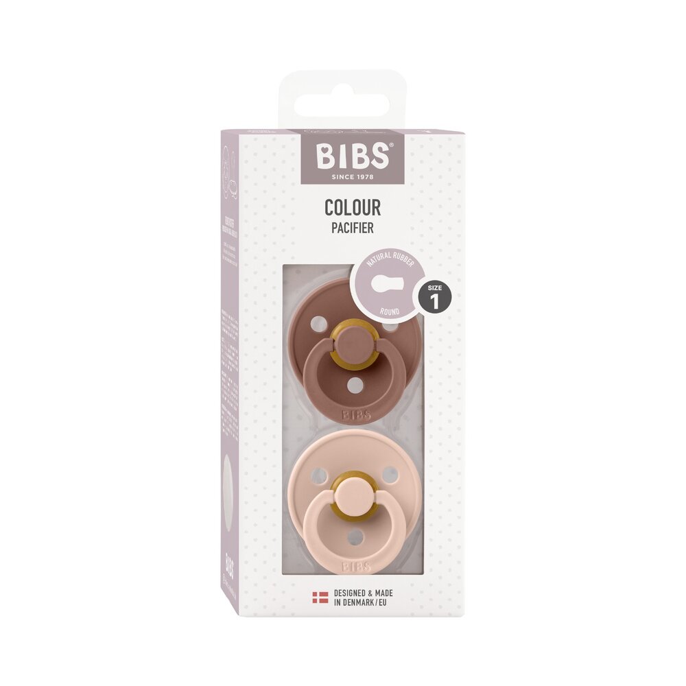Fopspenen Latex - Rond - 2-pack T1 Woodchuck/blush