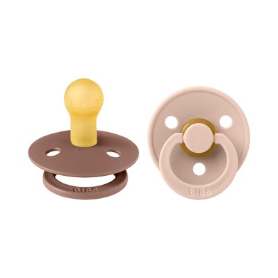 Fopspenen Latex - Rond - 2-pack T1 Woodchuck/blush