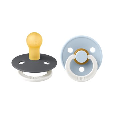 Fopspenen Latex - Rond - Glowdark - 2-pack T1 Iron/babyblue 