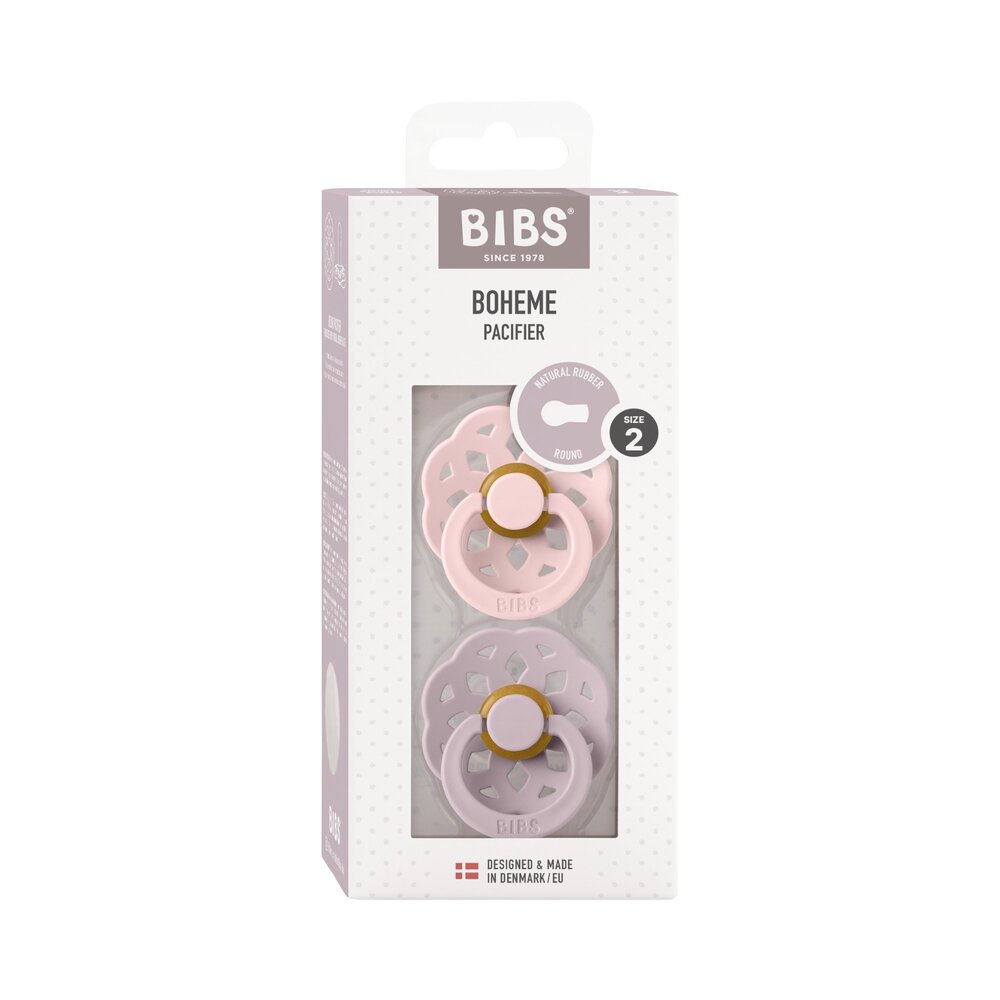 Fopspenen Latex - Rond - boheme 2-pack T2 Blossom/dusky lilac