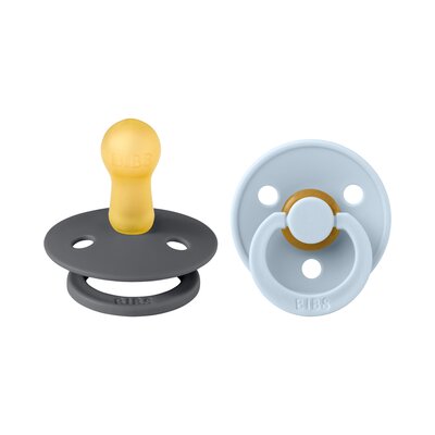 Fopspenen Latex - Rond - 2-pack T2 Iron/babyblue