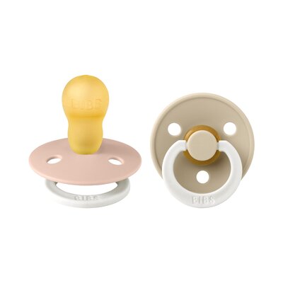 Fopspeen Latex - Rond - Glowdark - 2-pack T3 Blush/vanilla 