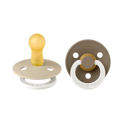 Fopspenen Latex - Rond - Glowdark - 2-pack T2 Dark oak/vanilla glow in the dark