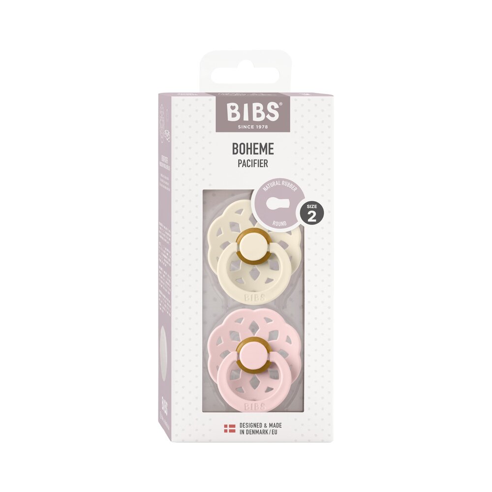 Fopspenen Latex - Rond - boheme 2-pack T2 Ivory/blossom