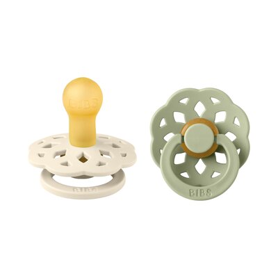 Fopspenen Latex - Rond - boheme 2-pack T1 Ivory/sage