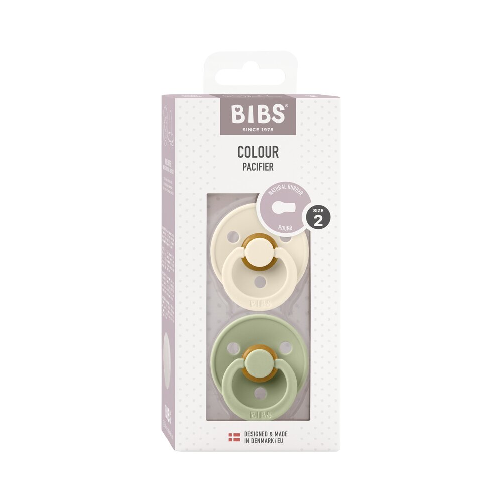 Fopspenen Latex - Rond - 2-pack T2 Ivory/sage