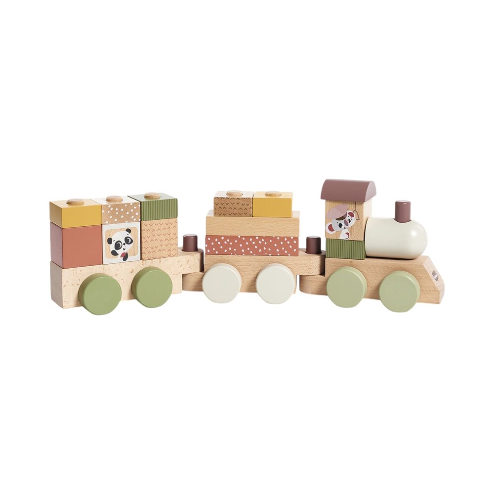 Houten stapbelbare trein - Boho chic