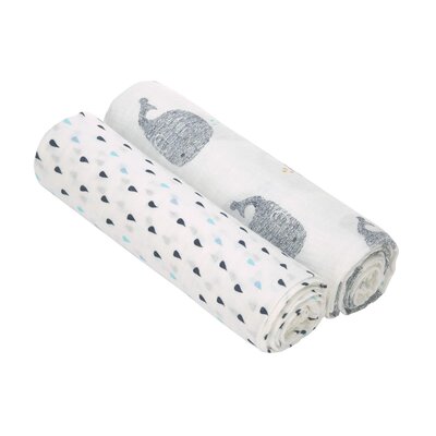 Heavenly soft swaddle XL little water whale 2 pcs ass., 120 x 120 cm Heavenly soft swaddle XL little water whale 2 pcs ass., 120 x 120 cm