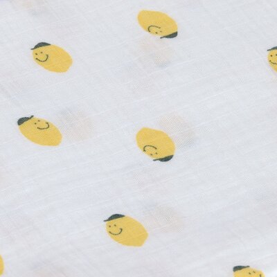 Swaddle & Burp Blanket L GOTS Happy Fruits 3 pcs, 85 x 85 cm Lemon