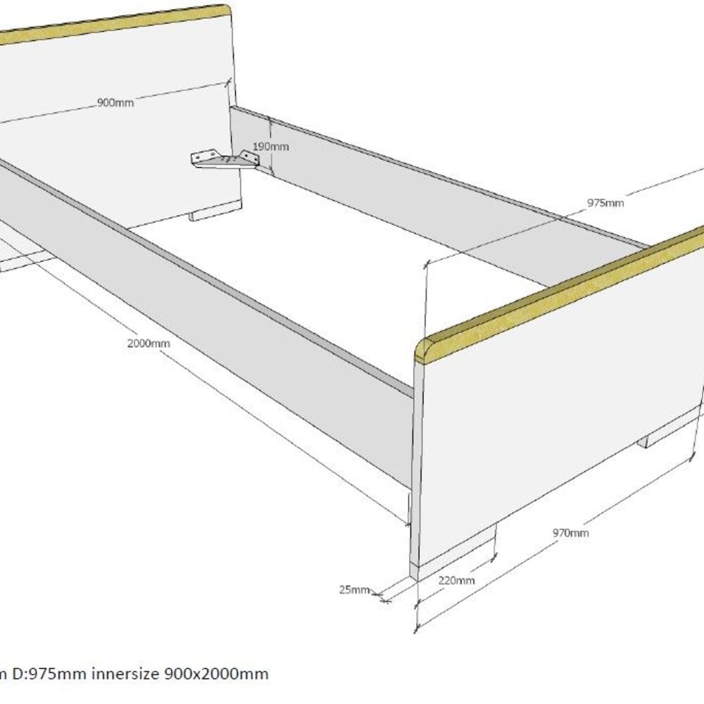 London Bed 90 X 200 cm Wit