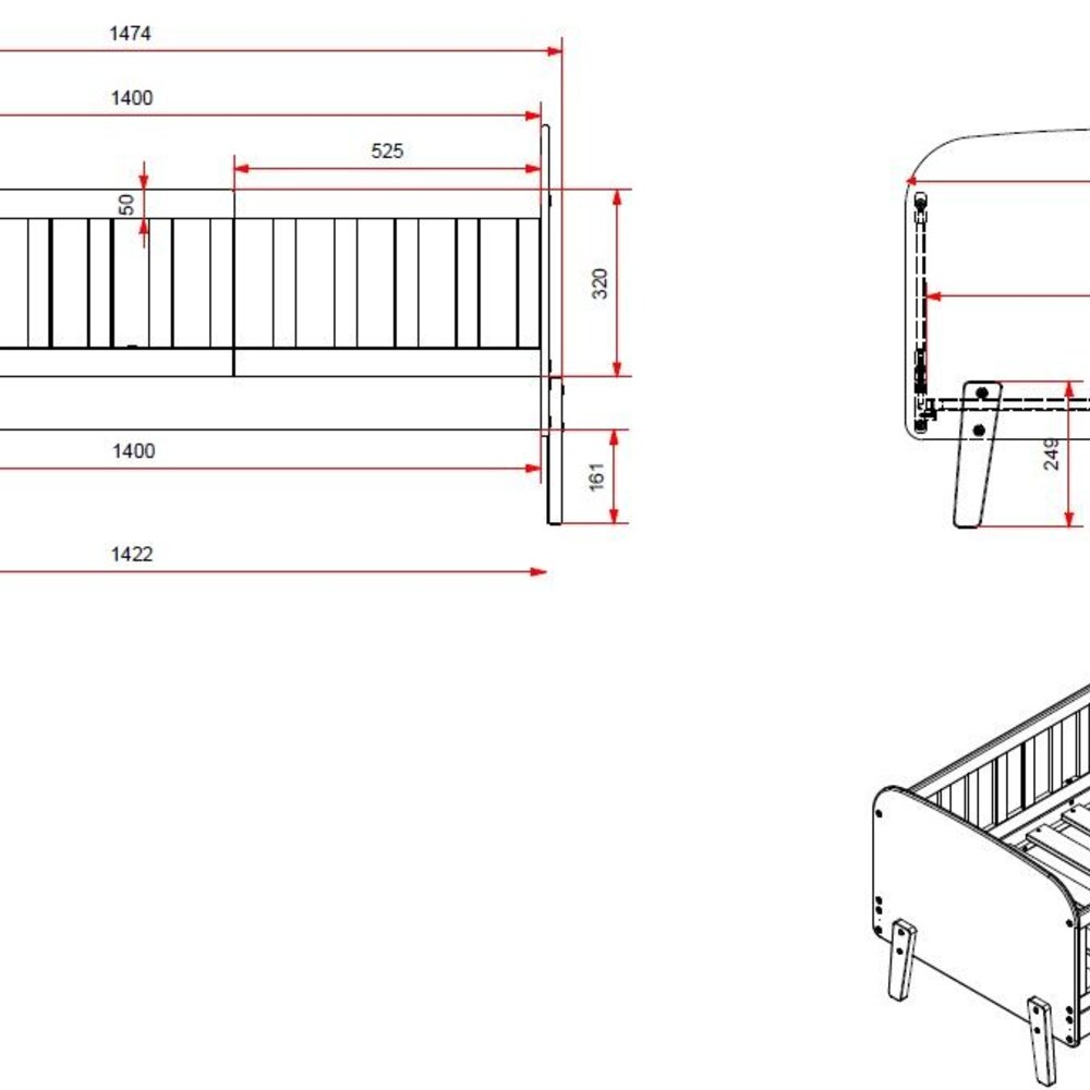 Kiddy peuterbed 70 X 140 cm Wit