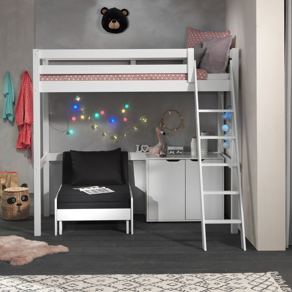 Pino mezzanine bed 90x200cm Wit