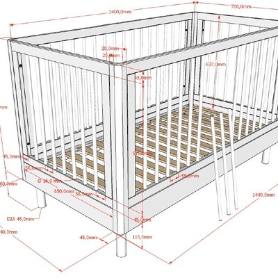 Forrest 2-delige kamer oak (babybed+open commode)