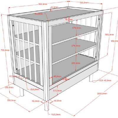 Forrest 2-delige kamer oak (babybed+open commode)