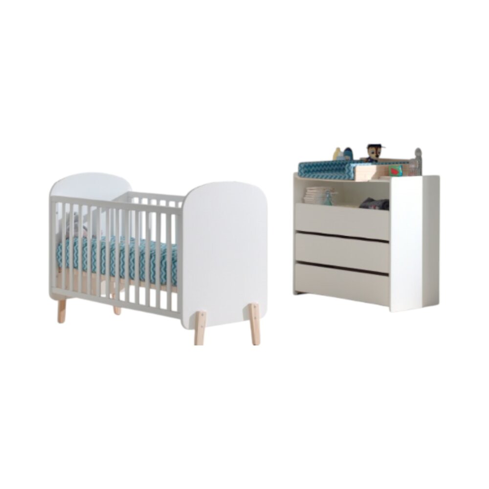 Kiddy 2-delige kamer (babybed+commode+opzetstuk)