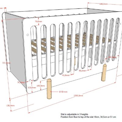Smile 2-delige kamer (babybed+commode)