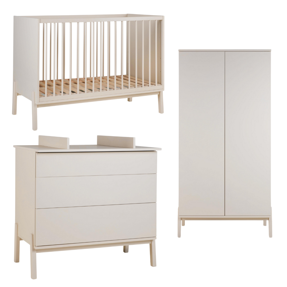 Ashi Clay 3-delige kamer (babybed 70x140+commode+extensie+2-deurskast)