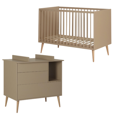 Cocoon Latte 2-delige kamer (babybed 70x140+commode+extensie)