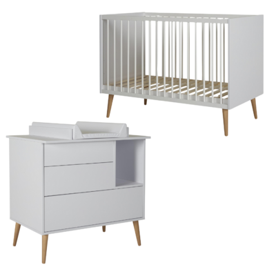 Cocoon Ice White 2-delige kamer (babybed 70x140+commode+extensie)