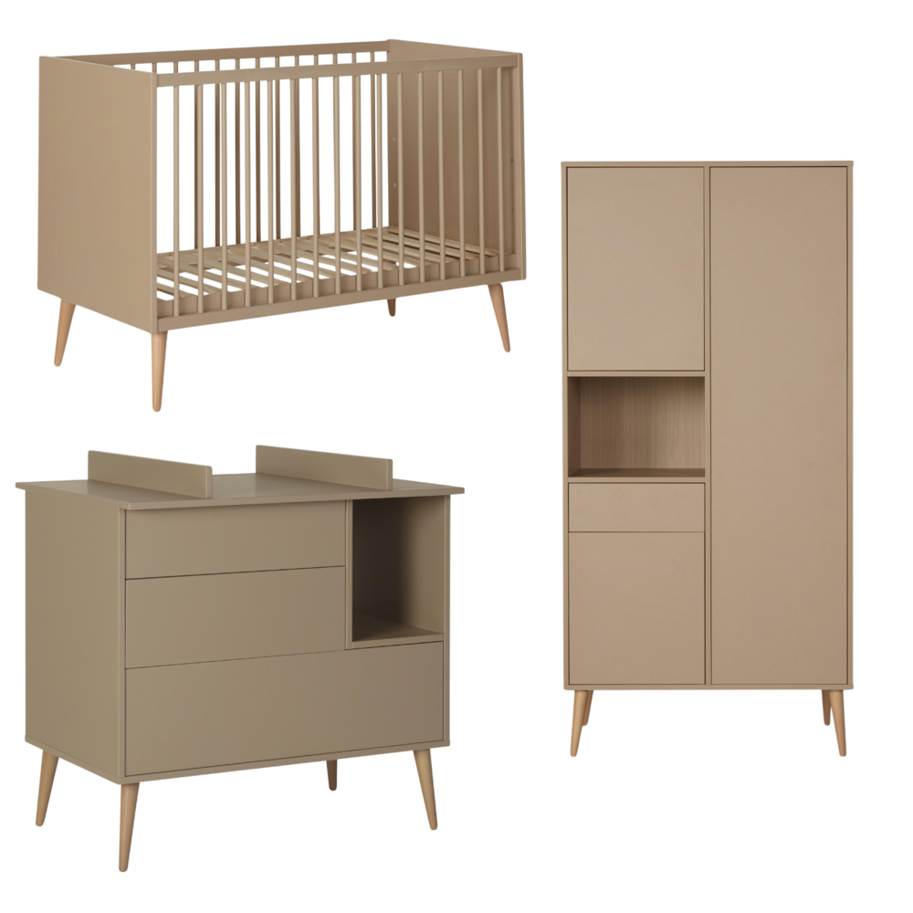 Cocoon Latte 3-delige kamer (babybed 70x140+commode+extensie+2-deurskast)