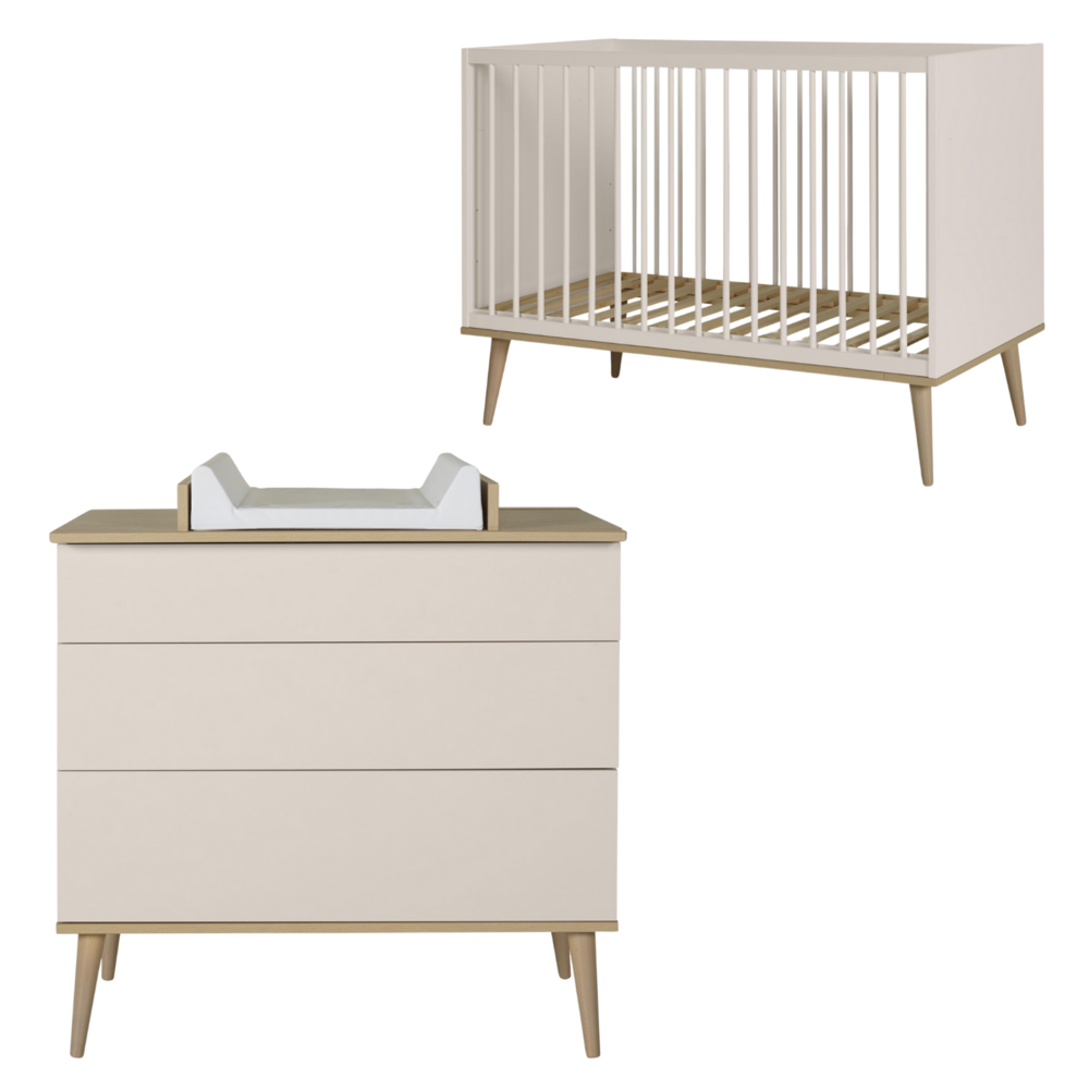 Flow Clay 2-delige kamer (babybed 70x140+commode+extensie)