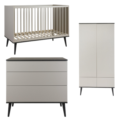 Flow Stone 3-delige kamer (babybed 70x140+commode+extensie+2-deurskast)