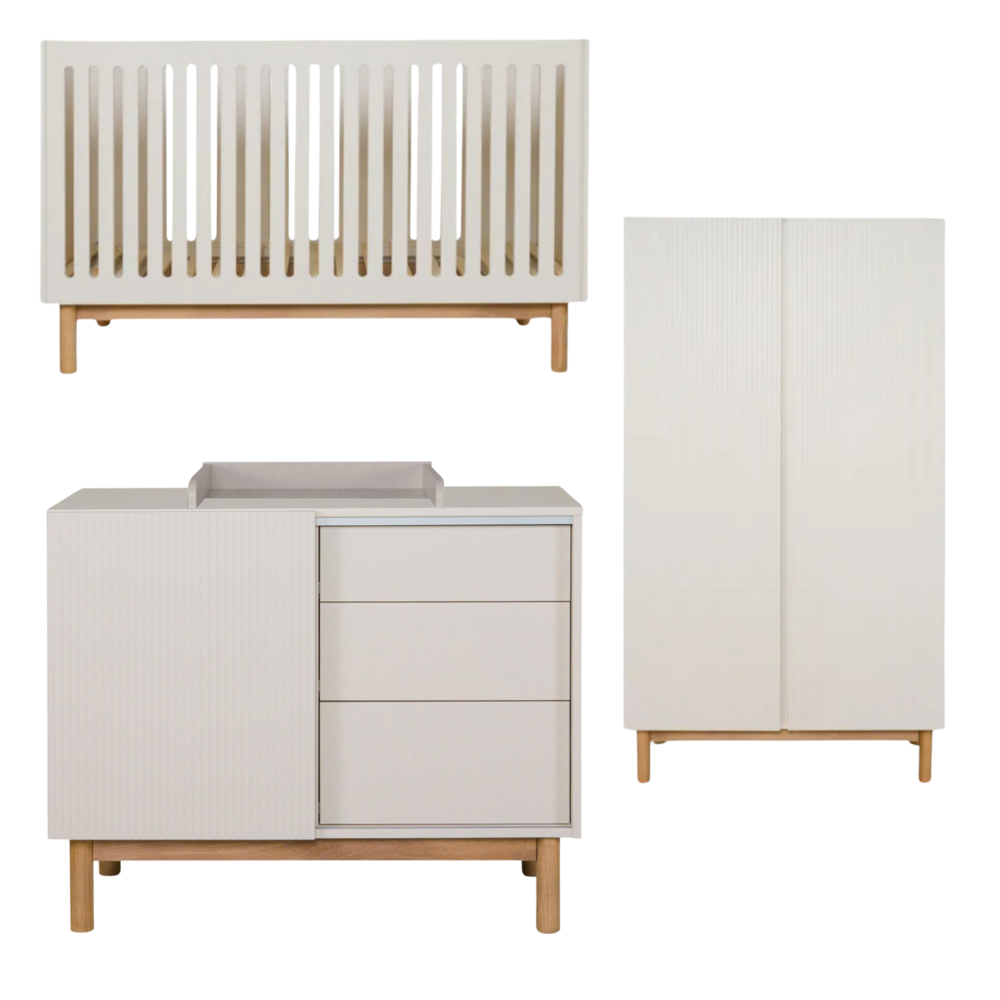 Mood Clay 3-delige kamer (babybed+commode+extensie+2-deurskast)