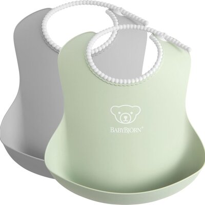 Baby Slabbetje duopack Grijs pastelgroen