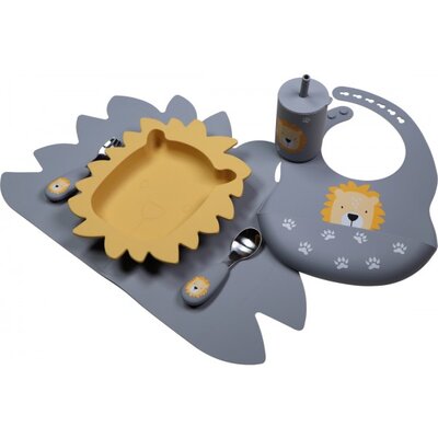 Silicone drinkbeker met rietje Lion Dusty Blue