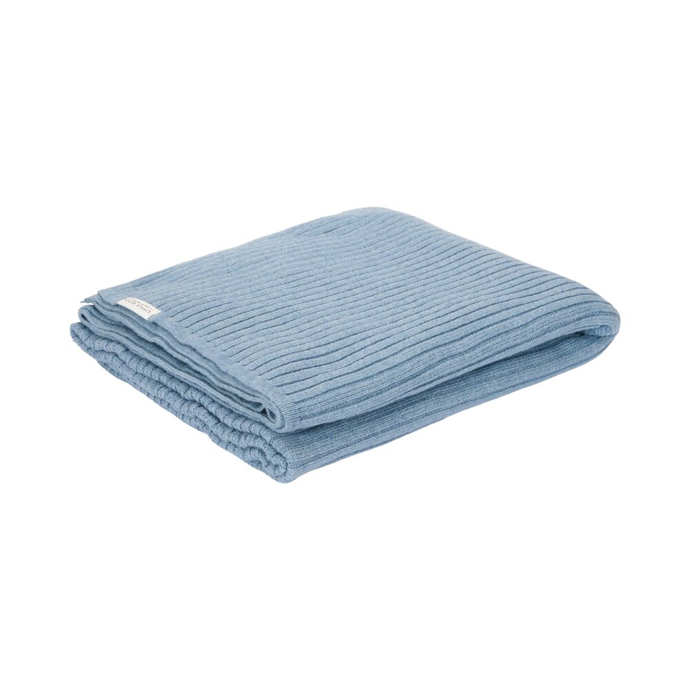 Ledikantdeken gebreid Pure Denim Blue