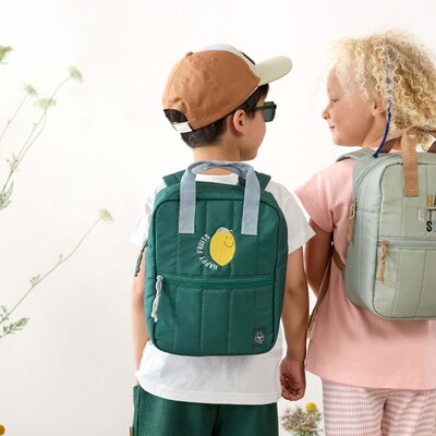 Rugzak mini vierkant Little Gang Lemon dark green