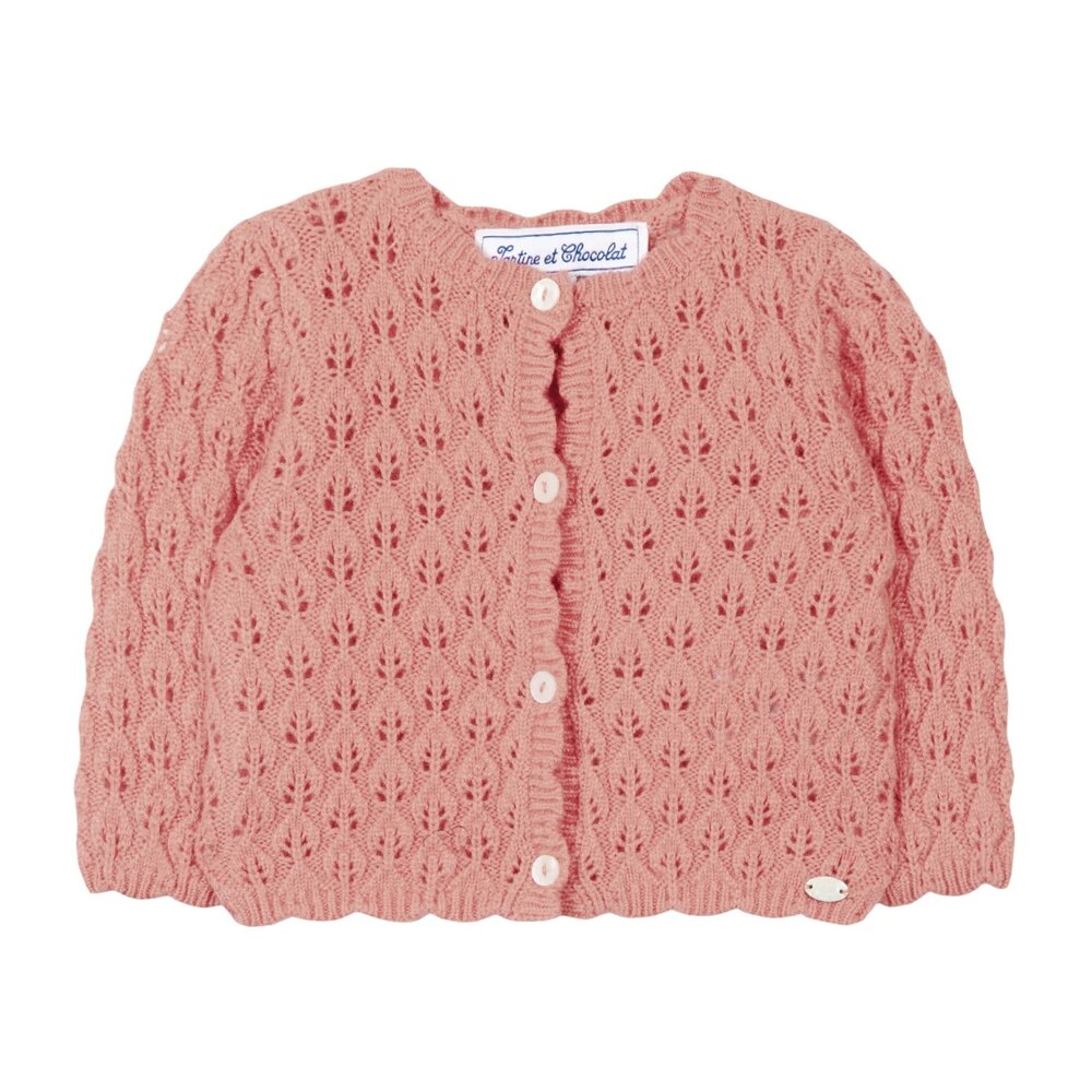Gilet cardigan Baby bouquet romantique Vieux rose