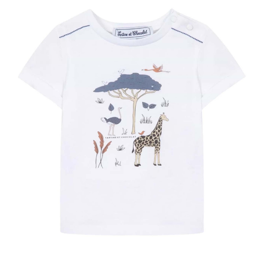 T-shirt met safari print Wit