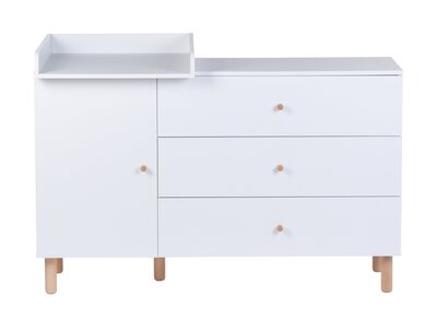 Commode - 3 laden + 1 deur + verzor Wonder white