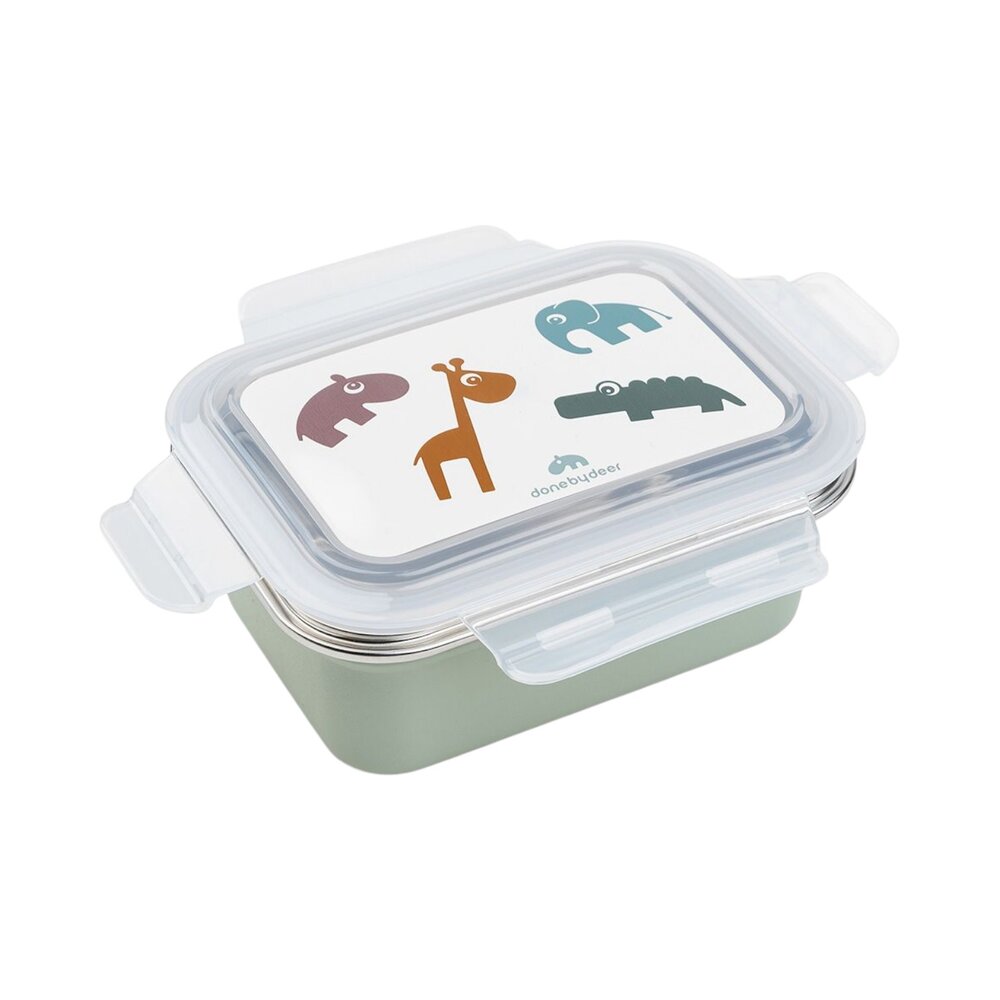 Metal lunch box Deer friends Green