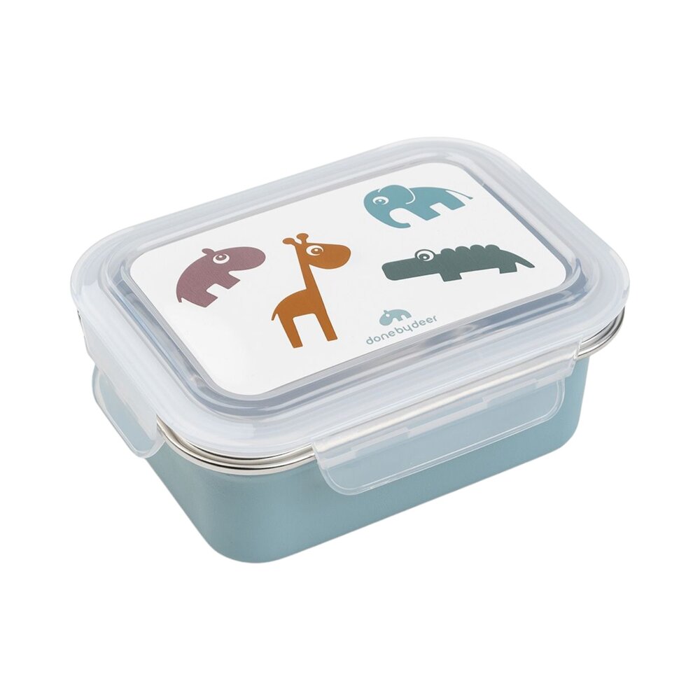 Metal lunch box Deer friends Blue