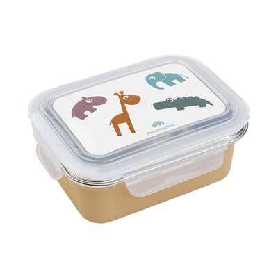 Metal lunch box Deer friends Mustard