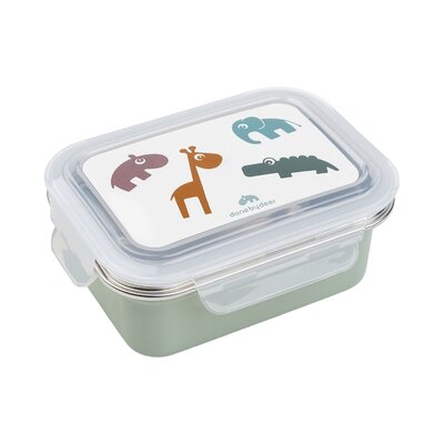Metal lunch box Deer friends Green